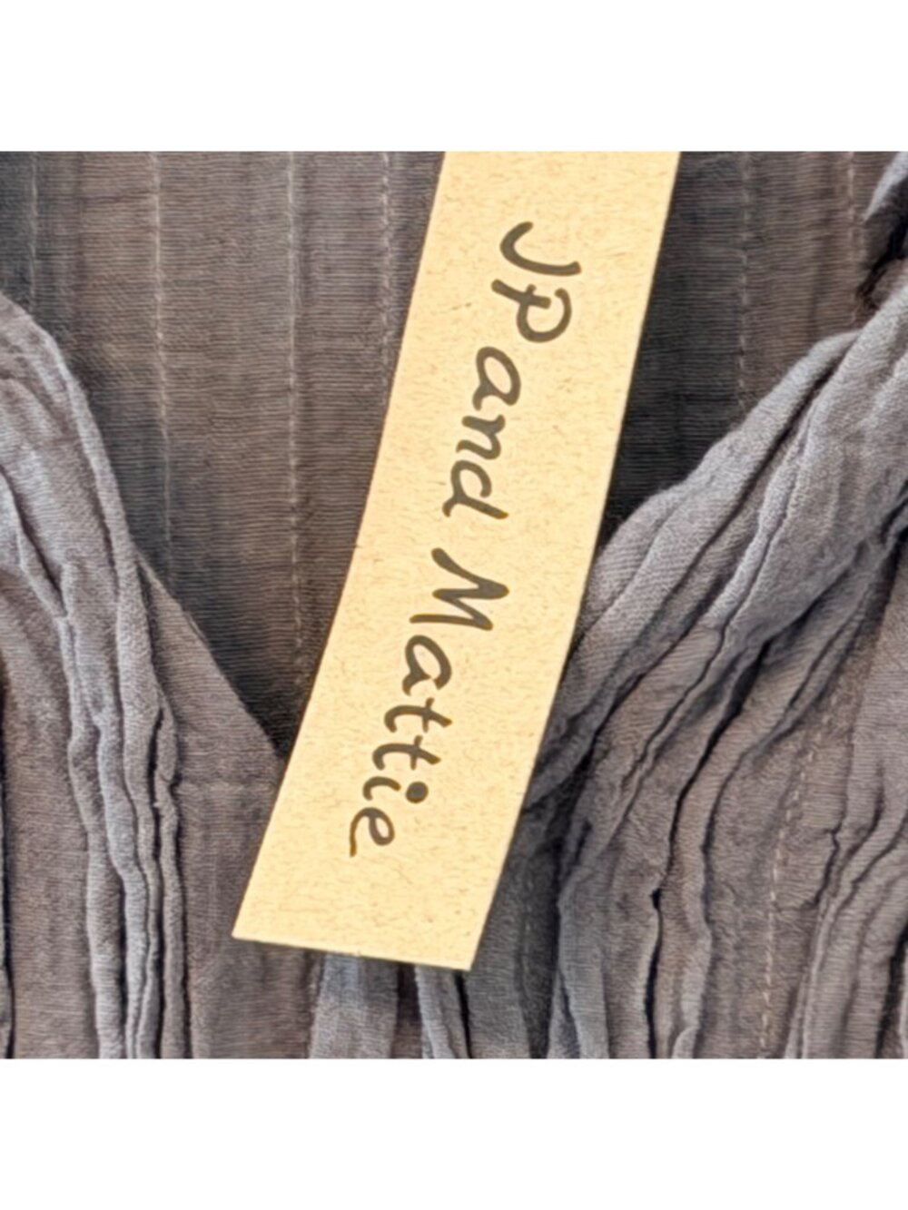 JP And Mattie Gray Cotton Crinkle Dress Sz M 3/4 Sleeve Lightweight Boho Dress. - Picture 5 of 12